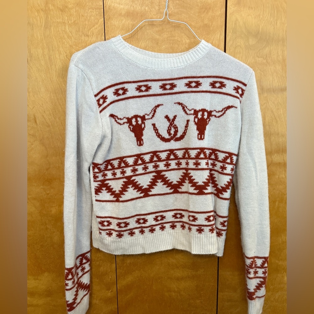 Wrangler Retro Womens Western Sweater in off white and rust Brown - Picture 2 of 7